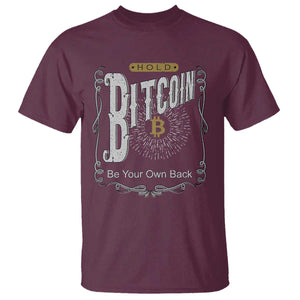 Funny Crypto Investing T Shirt - Vintage Bitcoin HODL Be Your Own Bank Cryptocurrency Tee TS02 Maroon Print Your Wear