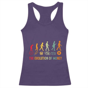 Funny Crypto Investing Racerback Tank Top The Evolution Of Money Bitcoin BTC Cryptocurrency TS02 Purple Print Your Wear