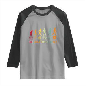 Funny Crypto Investing Raglan Shirt The Evolution Of Money Bitcoin BTC Cryptocurrency TS02 Sport Gray Black Print Your Wear