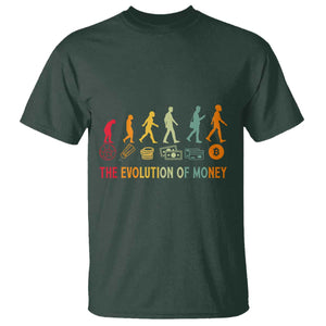 Funny Crypto Investing T Shirt The Evolution Of Money Bitcoin BTC Cryptocurrency TS02 Dark Forest Green Print Your Wear
