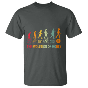 Funny Crypto Investing T Shirt The Evolution Of Money Bitcoin BTC Cryptocurrency TS02 Dark Heather Print Your Wear