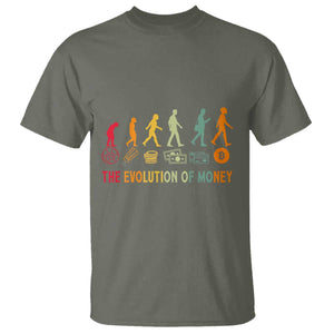 Funny Crypto Investing T Shirt The Evolution Of Money Bitcoin BTC Cryptocurrency TS02 Military Green Print Your Wear