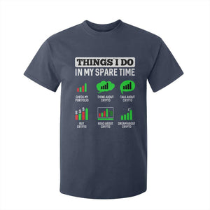 Funny Crypto Investing T Shirt For Kid Things I Do In My Spare Time Trading TS02 Navy Print Your Wear