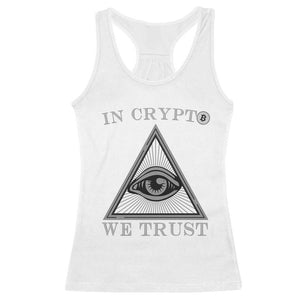 Funny Crypto Racerback Tank Top In Crypto We Trust Bitcoin Cryptocurrency TS02 White Print Your Wear