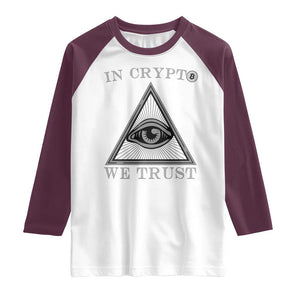 Funny Crypto Raglan Shirt In Crypto We Trust Bitcoin Cryptocurrency TS02 White Maroon Print Your Wear