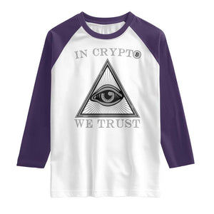 Funny Crypto Raglan Shirt In Crypto We Trust Bitcoin Cryptocurrency TS02 White Purple Print Your Wear