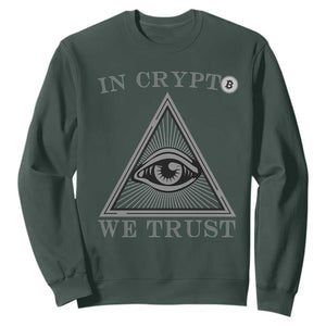 Funny Crypto Sweatshirt In Crypto We Trust Bitcoin Cryptocurrency TS02 Dark Forest Green Print Your Wear