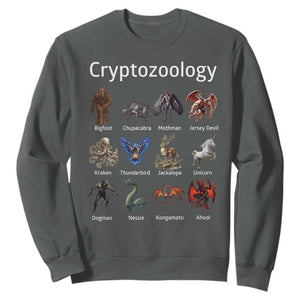 Cryptid Creatures Sweatshirt Cryptozoology Fantasy Mythical Monsters TS02 Dark Heather Print Your Wear