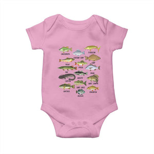 Freshwater Fish Species Baby Onesie Funny Fishing Types Fisherman Dad TS02 Light Pink Print Your Wear