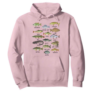 Freshwater Fish Species Hoodie Funny Fishing Types Fisherman Dad TS02 Light Pink Print Your Wear