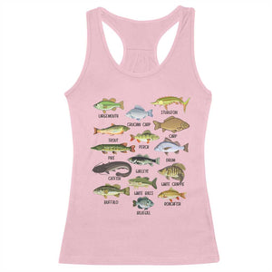 Freshwater Fish Species Racerback Tank Top Funny Fishing Types Fisherman Dad TS02 Light Pink Print Your Wear
