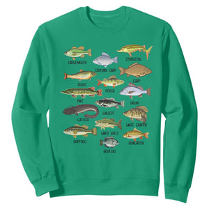 Freshwater Fish Species Sweatshirt Funny Fishing Types Fisherman Dad TS02 Irish Green Print Your Wear