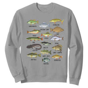 Freshwater Fish Species Sweatshirt Funny Fishing Types Fisherman Dad TS02 Sport Gray Print Your Wear