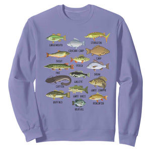Freshwater Fish Species Sweatshirt Funny Fishing Types Fisherman Dad TS02 Violet Print Your Wear