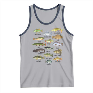 Freshwater Fish Species Tank Top Funny Fishing Types Fisherman Dad TS02 Athletic Heather Navy Print Your Wear