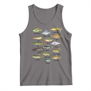 Freshwater Fish Species Tank Top Funny Fishing Types Fisherman Dad TS02 Deep Heather Print Your Wear