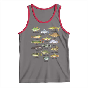 Freshwater Fish Species Tank Top Funny Fishing Types Fisherman Dad TS02 Deep Heather Red Print Your Wear