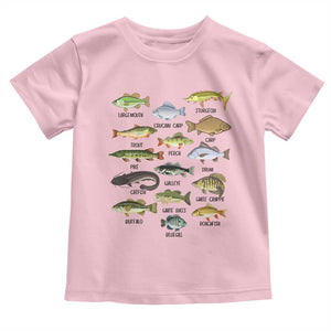 Freshwater Fish Species Toddler T Shirt Funny Fishing Types Fisherman Dad TS02 Light Pink Print Your Wear