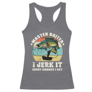 Funny Fishing Master-Baiter Racerback Tank Top Kayak Fishing Dad Grandpa Bass Fish Adult Humor TS02 Charcoal Print Your Wear