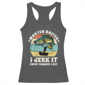 Funny Fishing Master-Baiter Racerback Tank Top Kayak Fishing Dad Grandpa Bass Fish Adult Humor TS02 Dark Heather Print Your Wear