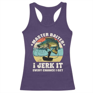 Funny Fishing Master-Baiter Racerback Tank Top Kayak Fishing Dad Grandpa Bass Fish Adult Humor TS02 Purple Print Your Wear