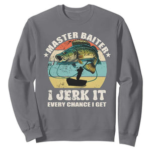 Funny Fishing Master-Baiter Sweatshirt Kayak Fishing Dad Grandpa Bass Fish Adult Humor TS02 Charcoal Print Your Wear