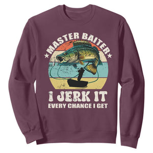 Funny Fishing Master-Baiter Sweatshirt Kayak Fishing Dad Grandpa Bass Fish Adult Humor TS02 Maroon Print Your Wear