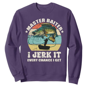 Funny Fishing Master-Baiter Sweatshirt Kayak Fishing Dad Grandpa Bass Fish Adult Humor TS02 Purple Print Your Wear