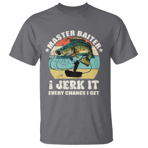 Funny Fishing Master-Baiter T Shirt Kayak Fishing Dad Grandpa Bass Fish Adult Humor TS02 Charcoal Print Your Wear
