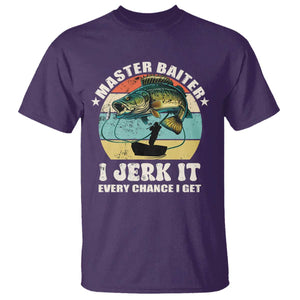 Funny Fishing Master-Baiter T Shirt Kayak Fishing Dad Grandpa Bass Fish Adult Humor TS02 Purple Print Your Wear