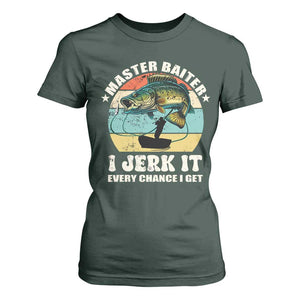 Funny Fishing Master-Baiter T Shirt For Women Kayak Fishing Dad Grandpa Bass Fish Adult Humor TS02 Dark Forest Green Print Your Wear