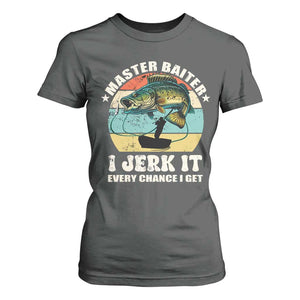 Funny Fishing Master-Baiter T Shirt For Women Kayak Fishing Dad Grandpa Bass Fish Adult Humor TS02 Dark Heather Print Your Wear
