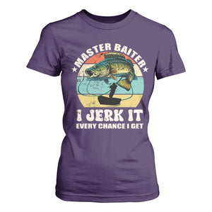 Funny Fishing Master-Baiter T Shirt For Women Kayak Fishing Dad Grandpa Bass Fish Adult Humor TS02 Purple Print Your Wear