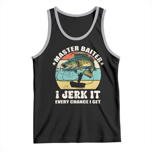 Funny Fishing Master-Baiter Tank Top Kayak Fishing Dad Grandpa Bass Fish Adult Humor TS02 Black Athletic Heather Print Your Wear