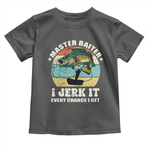 Funny Fishing Master-Baiter Toddler T Shirt Kayak Fishing Dad Grandpa Bass Fish Adult Humor TS02 Dark Heather Print Your Wear