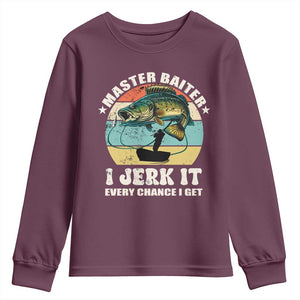 Funny Fishing Master-Baiter Youth Sweatshirt Kayak Fishing Dad Grandpa Bass Fish Adult Humor TS02 Maroon Print Your Wear