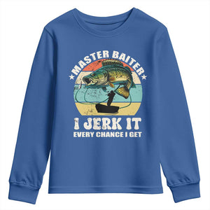 Funny Fishing Master-Baiter Youth Sweatshirt Kayak Fishing Dad Grandpa Bass Fish Adult Humor TS02 Royal Blue Print Your Wear