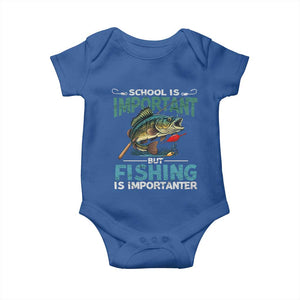 Funny Fishing Baby Onesie School Is Important But Fishing Is Importanter Bass Fisherman TS02 Royal Blue Print Your Wear