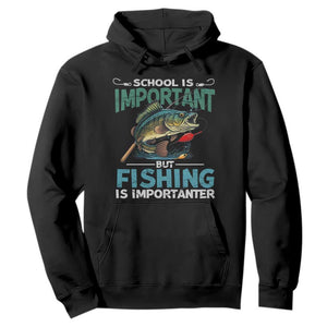 Funny Fishing Hoodie School Is Important But Fishing Is Importanter Bass Fisherman TS02 Black Print Your Wear