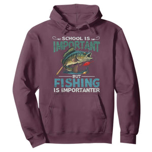 Funny Fishing Hoodie School Is Important But Fishing Is Importanter Bass Fisherman TS02 Maroon Print Your Wear