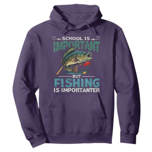Funny Fishing Hoodie School Is Important But Fishing Is Importanter Bass Fisherman TS02 Purple Print Your Wear