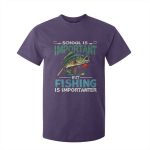 Funny Fishing T Shirt For Kid School Is Important But Fishing Is Importanter Bass Fisherman TS02 Purple Print Your Wear