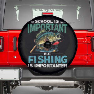 Funny Fishing Spare Tire Cover School Is Important But Fishing Is Importanter Bass Fisherman TS02 Black Print Your Wear