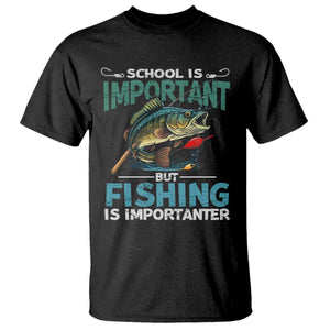 Funny Fishing T Shirt School Is Important But Fishing Is Importanter Bass Fisherman TS02 Black Print Your Wear