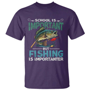 Funny Fishing T Shirt School Is Important But Fishing Is Importanter Bass Fisherman TS02 Purple Print Your Wear