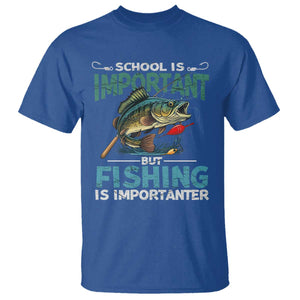 Funny Fishing T Shirt School Is Important But Fishing Is Importanter Bass Fisherman TS02 Royal Blue Print Your Wear