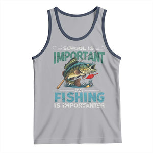 Funny Fishing Tank Top School Is Important But Fishing Is Importanter Bass Fisherman TS02 Athletic Heather Navy Print Your Wear