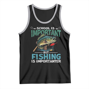 Funny Fishing Tank Top School Is Important But Fishing Is Importanter Bass Fisherman TS02 Black Athletic Heather Print Your Wear