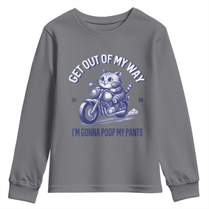 Funny Cat Meme Youth Sweatshirt Get Out of My Way Gonna Poop My Pants Adult Humor Meme TS02 Charcoal Print Your Wear