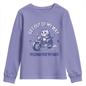 Funny Cat Meme Youth Sweatshirt Get Out of My Way Gonna Poop My Pants Adult Humor Meme TS02 Violet Print Your Wear